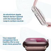 Apple Watch Series 9 [GPS & Cellular 45mm] Smartwatch with Pink Aluminum Case with Light Pink Sport Loop One Size. Fitness Tracker, Blood Oxygen & ECG Apps, Always-On Retina Display, Water Resistant - Phones From Home