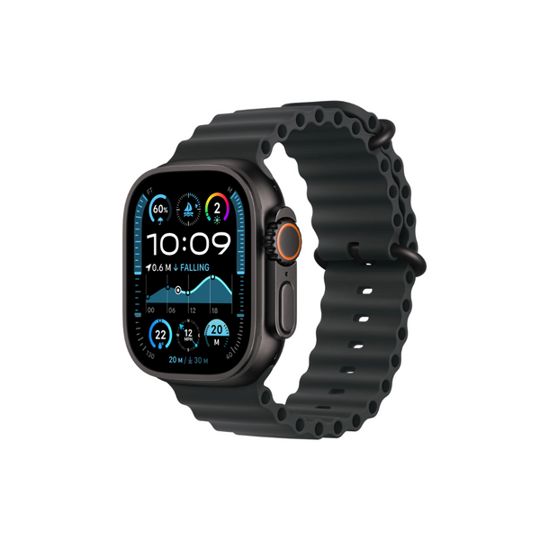 NEW (Sealed) Apple Watch Ultra 2 GPS + Cellular 49mm Smartwatch, Sports Watch with Black Rugged Titanium Case with Black Black ocen strap Loop Fitness Tracker, Precision GPS, Extra-Long Battery Life, Carbon Neutral