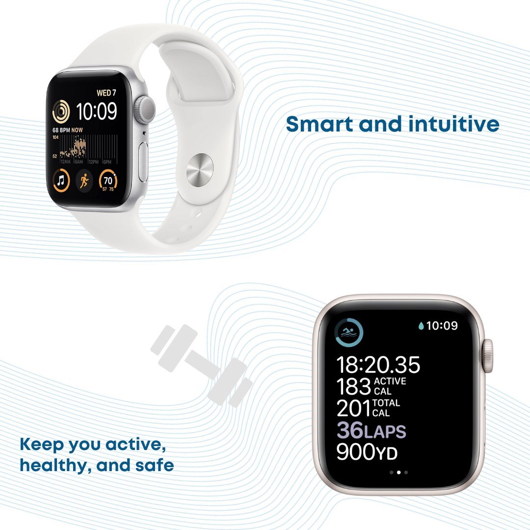 Apple Watch SE 2nd generation GPS 40mm Starlight Aluminium Case with Sport Band - Regular - Phones From Home