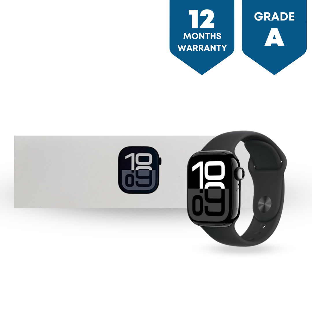 Apple Watch Series 10 GPS 42 mm Smartwatch with Jet Black Aluminium Case with Ink Sport Loop - One Size. Fitness Tracker, ECG App, Always - On Retina Display, Carbon Neutral - Phones From Home