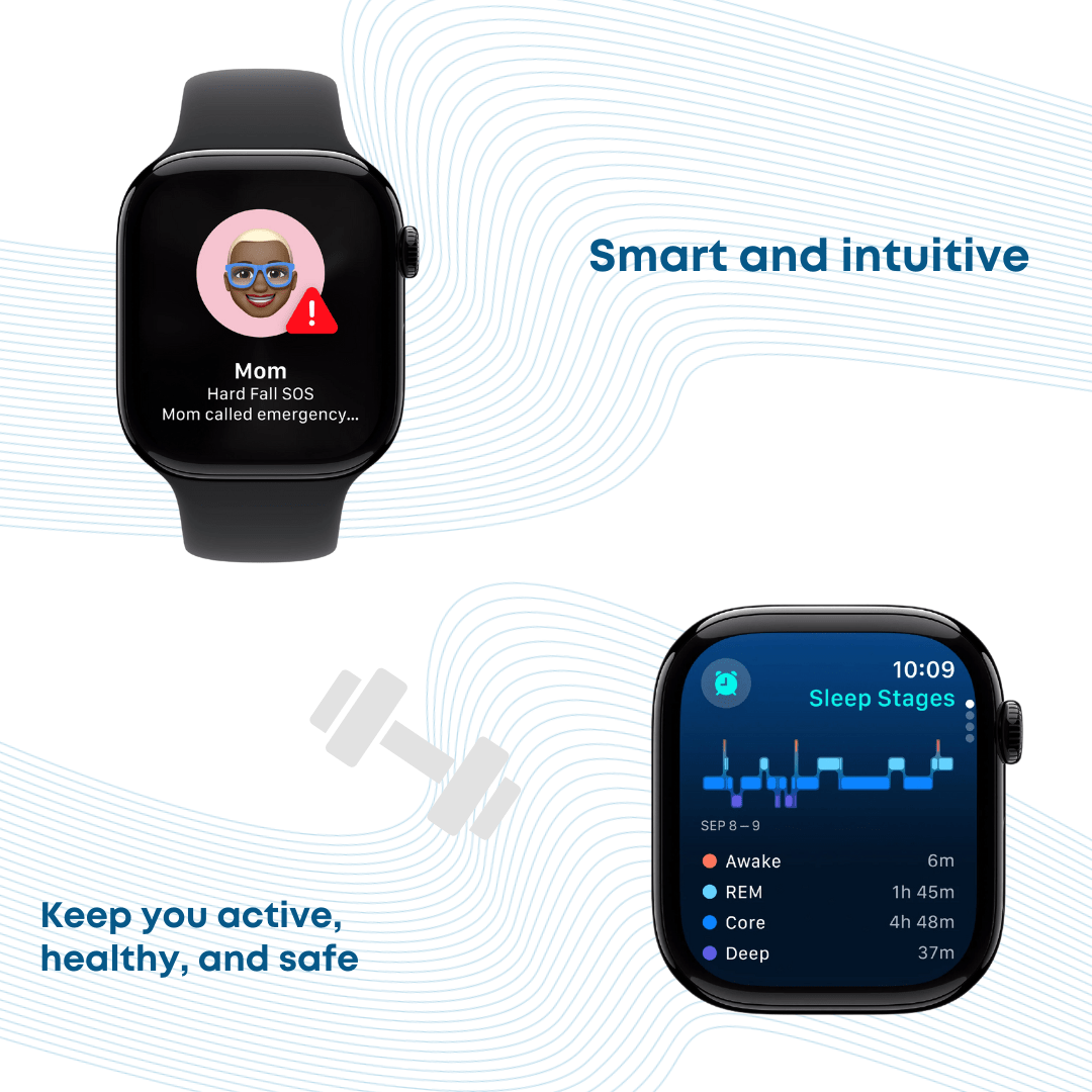 Apple Watch Series 10 GPS 42 mm Smartwatch with Jet Black Aluminium Case with Ink Sport Loop - One Size. Fitness Tracker, ECG App, Always - On Retina Display, Carbon Neutral - Phones From Home