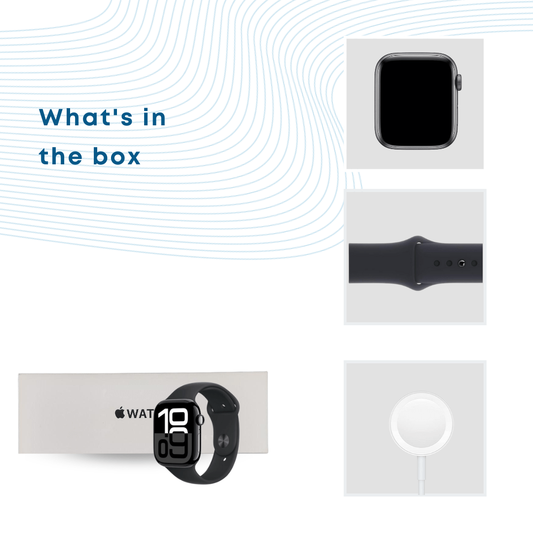 Apple Watch Series 10 GPS & Cellular 46mm Smartwatch with Black Aluminium Case with black Sport Loop - One Size. Fitness Tracker, ECG App, Always - On Retina Display, Carbon Neutral - Phones From Home