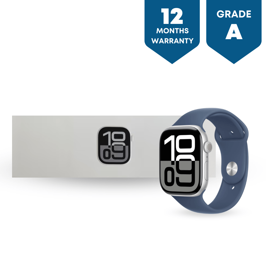 Apple Watch Series 10 GPS & Cellular 46mm Smartwatch with Silver Aluminium Case with Ink Sport Loop - One Size. Fitness Tracker, ECG App, Always - On Retina Display, Carbon Neutral - Phones From Home