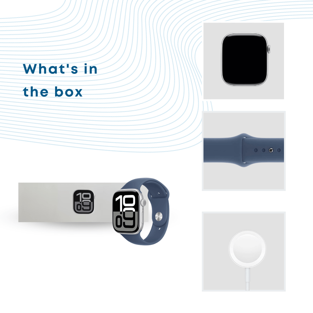 Apple Watch Series 10 GPS & Cellular 46mm Smartwatch with Silver Aluminium Case with Ink Sport Loop - One Size. Fitness Tracker, ECG App, Always - On Retina Display, Carbon Neutral - Phones From Home