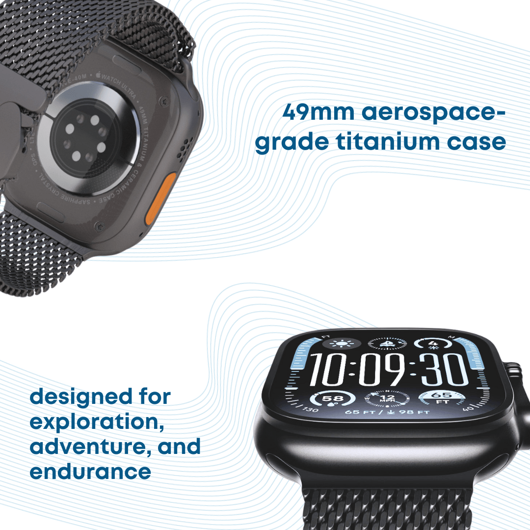 Apple Watch Ultra 2 GPS + Cellular 49mm Smartwatch, Sports Watch with Black Rugged Titanium Case with Black Milanese Loop Fitness Tracker, Precision GPS, Extra - Long Battery Life, Carbon Neutral - Phones From Home