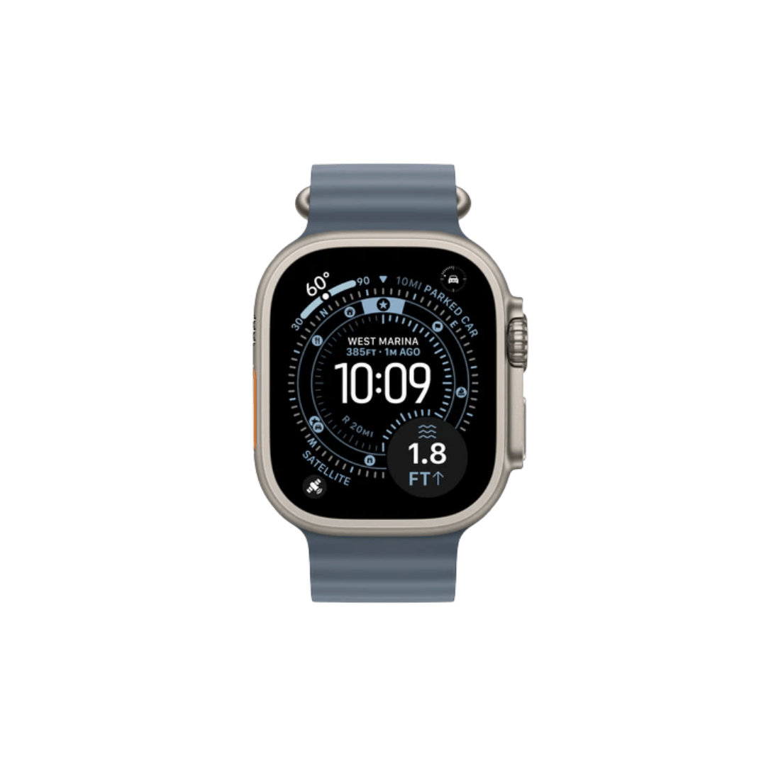 Apple Watch Ultra (GPS + Cellular, 49mm) Smart watch - Titanium Case with Blue ocean band One size Fitness Tracker, Precision GPS, Action Button, Extra - Long Battery Life, Brighter Retina Display - Phones From Home