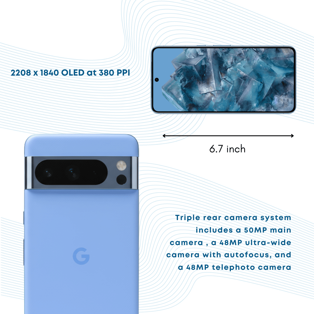 (NEW) Google Pixel 8 Pro – Android 5G Smartphone with wide - angle lens and 24 - hour battery – 128GB - Phones From Home