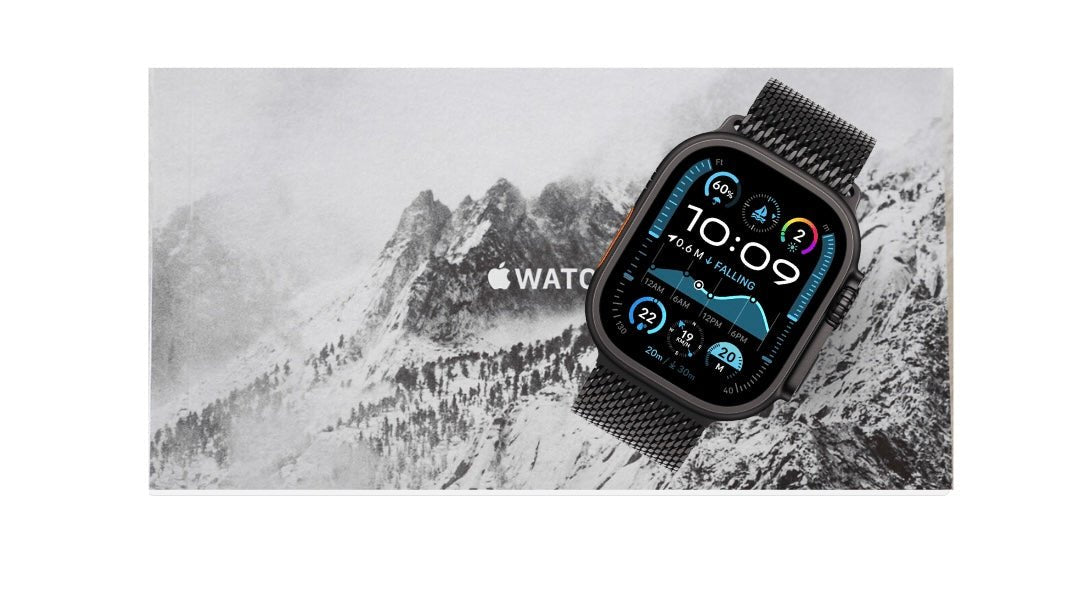 NEW (Sealed) Apple Watch Ultra 3 GPS + Cellular 49mm Smartwatch, Sports Watch with Black Rugged Titanium Case with Black Milanese Loop Fitness Tracker, Precision GPS, Extra - Long Battery Life, Carbon Neutral - Phones From Home