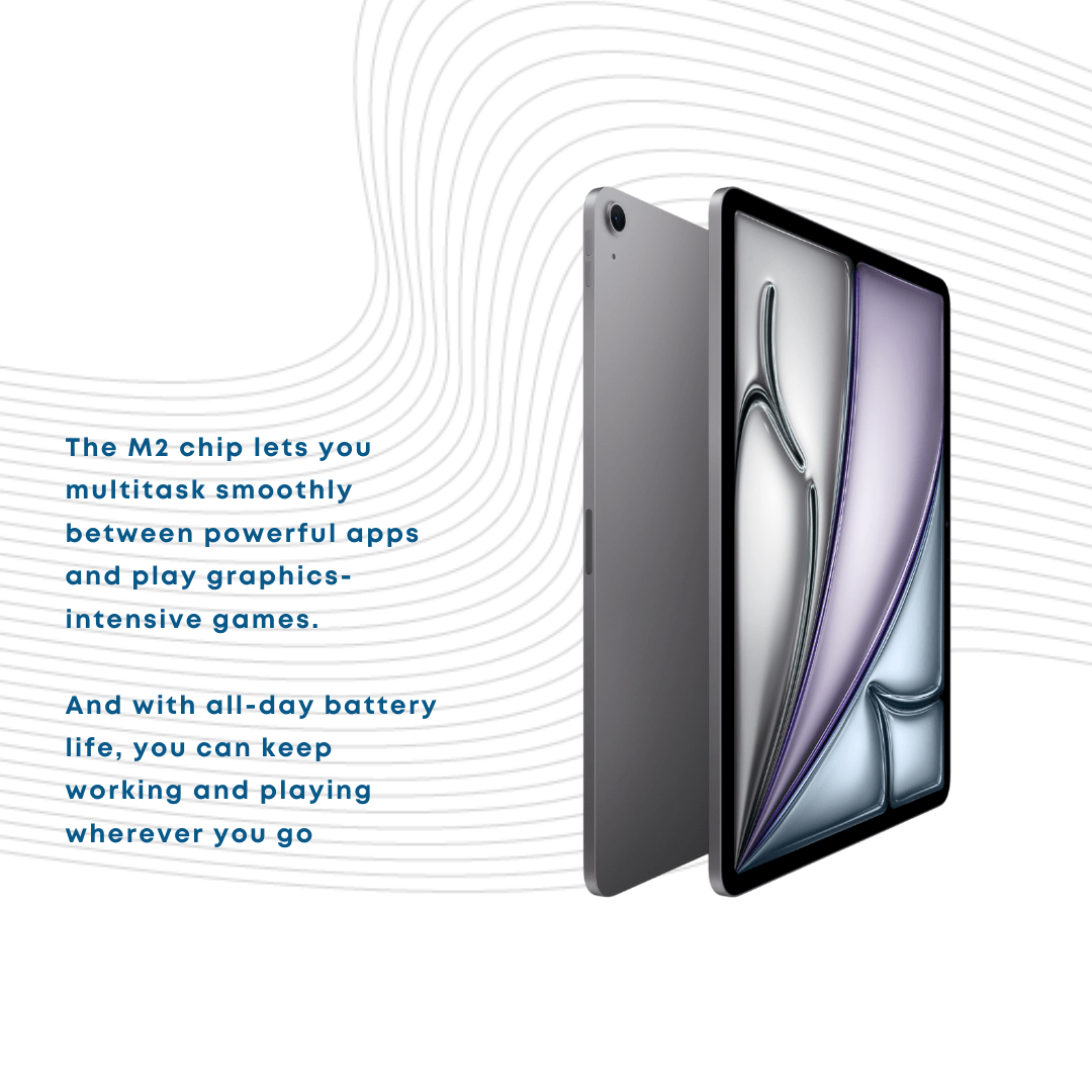 SEALED New Apple iPad Air 13 - inch (M2): Liquid Retina display, 128GB, Landscape 12MP Front Camera/12MP Back Camera, Wi - Fi 6E + 5G Cellular with eSIM, Touch ID, All - Day Battery Life - Space Grey - Phones From Home