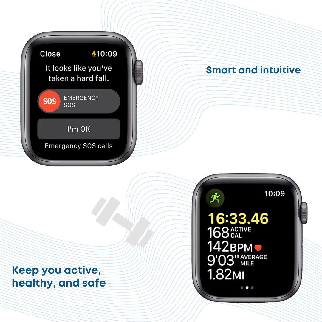 2021 Apple Watch SE (GPS + Cellular, 40mm) - Grey Aluminium Case with Maize/Tornado grey Sport Loop - Phones From Home