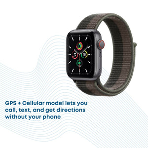 2021 Apple Watch SE (GPS + Cellular, 40mm) - Grey Aluminium Case with Maize/Tornado grey Sport Loop - Phones From Home