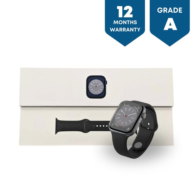 Apple Watch Series 8 (GPS/Cellular 41mm) - Midnight Aluminium Case with Black Sport Band - Phones From Home