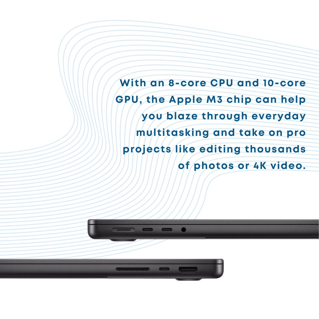 Sealed | Apple 2023 MacBook Pro laptop M3 chip with 8‑core CPU, 10‑core GPU: 14.2-inch Liquid Retina XDR display, 8GB unified memory, 512GB SSD storage. Works with iPhone/iPad; Space Grey - Phones From Home